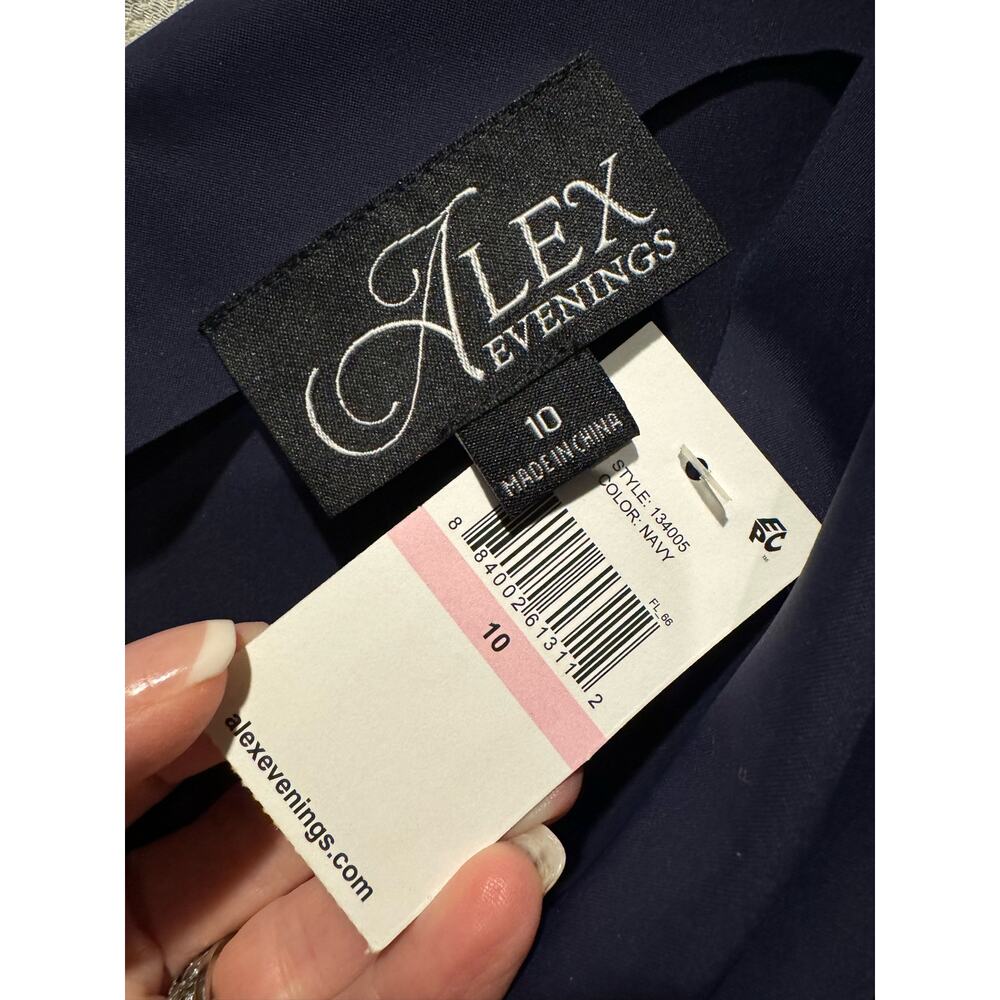 Alex Evenings Navy Ruched Embellished Sheath Cocktail Dress 10 NWT - Picture 12 of 14